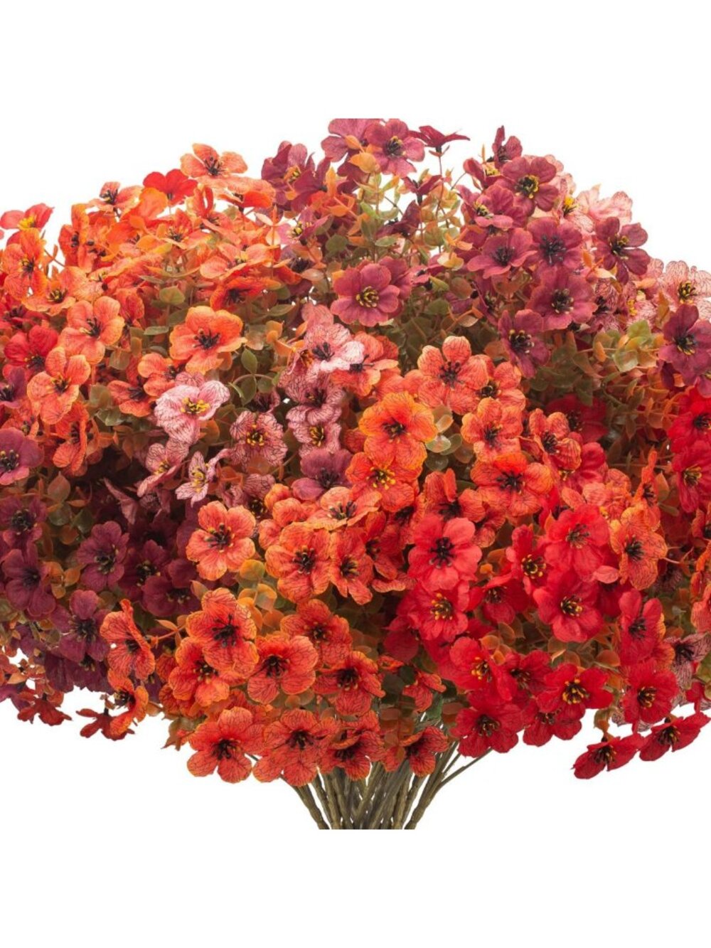 16 Bundles UV Resistant Artificial Fall Mums - Vibrant Outdoor Autumn Decor